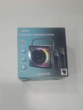 CRAIG Portable Karaoke Speaker with Dual Microphones - Black